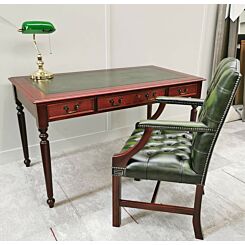 Writing table, Gainsborough fixed leg chair and Bankers Lamp