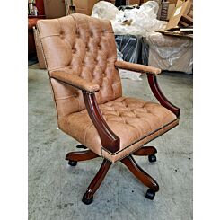 Gainsborough swivel chair light brown leather