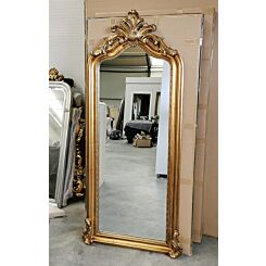 Large crested mirror Louis Philippe antique gold 88 x 196 cm