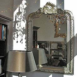 Crested overmantel mirror Roma in gold or silver