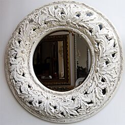 Gebroken witte ronde spiegel Toulouse
