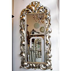 Grand Rococo Miroir élégant en de style baroque cadre argenté