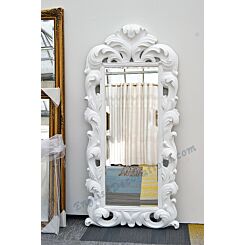 Grand Rococo Miroir élégant en de style baroque cadre blanc 95 x 195 cm