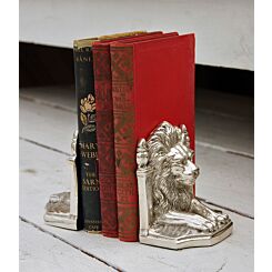 Silver plated lion bookends set of 2