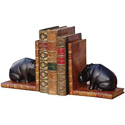 Hippo Bookends on faux book  set of 2