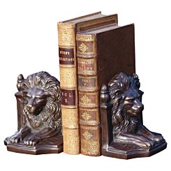 Bronze metal lion bookends set of 2