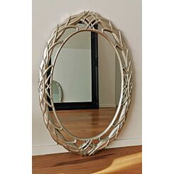 Shiny silver elegant oval mirror 80 x 117 cm