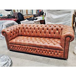 English 3 seat Chesterfield fully buttoned vintage leather