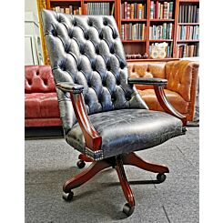 Library swivel chair vintage black leather