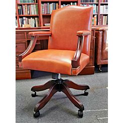 Gainsborough swivel chair Heritage Cognac leather