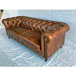 Vintage Chesterfield XXL vintage brown leather 225 cm