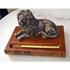 Bronzed lion with pen holder