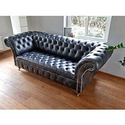 Belmont Chesterfield vintage black leather, silver studs and wheels