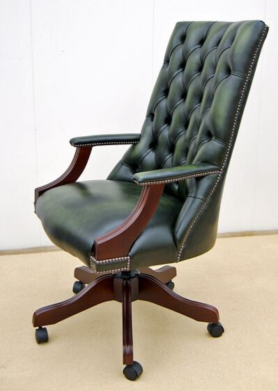 Library swivel chair antique green