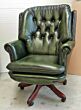 Judges swivel chair in antique green