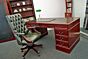 90x180 cm bureau groen leer, Library swivel chair, laptop onderlegger,bankierslamp
