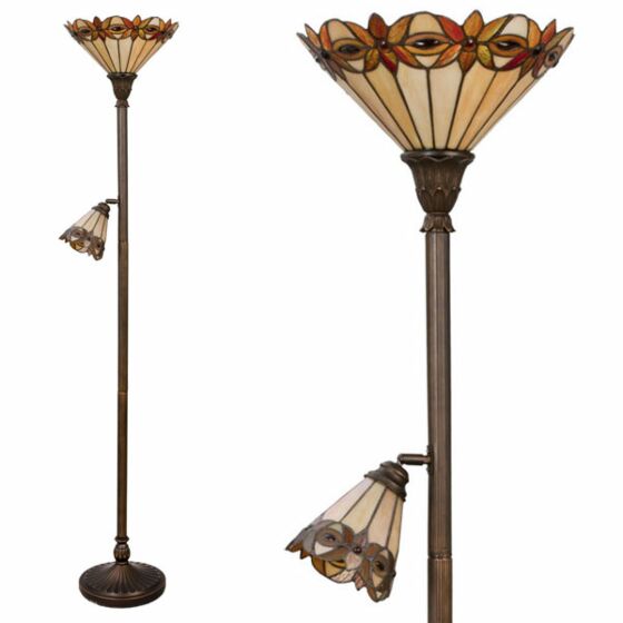 Tiffany standing Lamp with side lamp, English Decorations