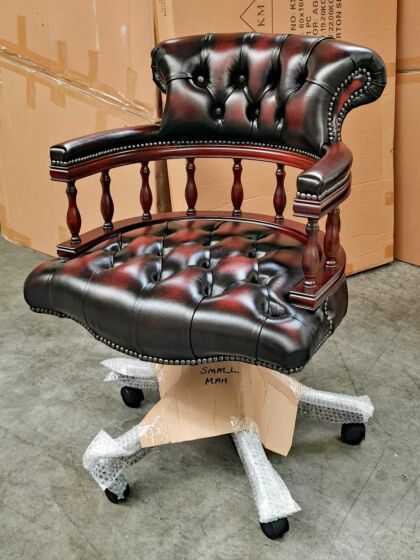 Captain's swivel chair mahogany with antique tan wood