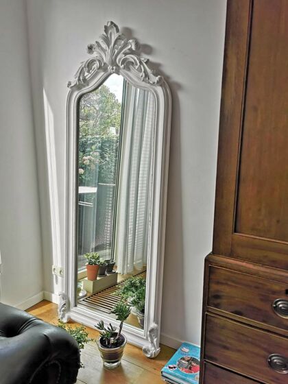 Large crested mirror Louis Philippe white , 2 sizes