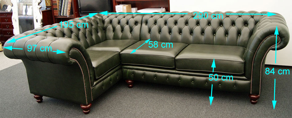 Balmoral corner Chesterfield sizes