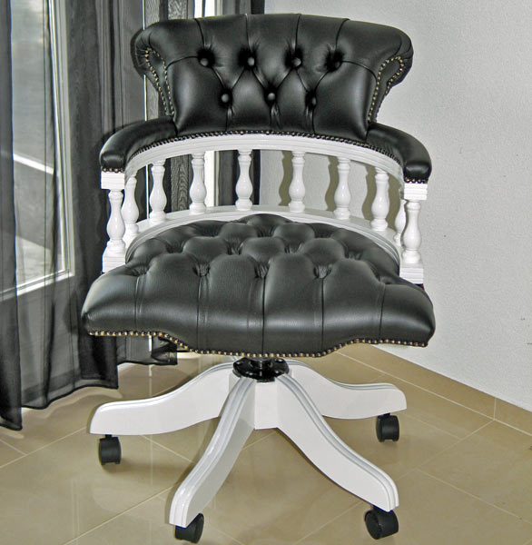 Captains swivel plain painted white black leather