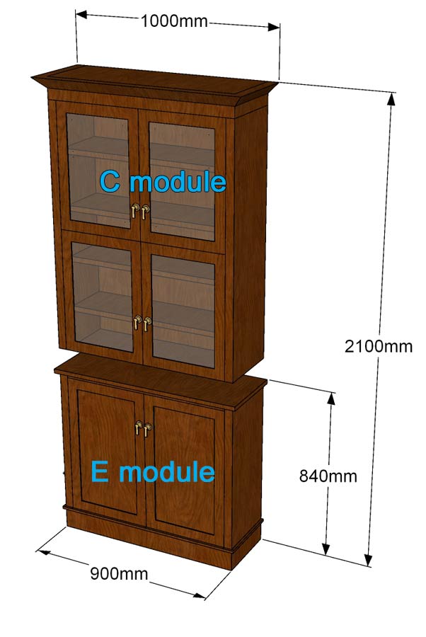 glazen deuren modulaire boekenkast
