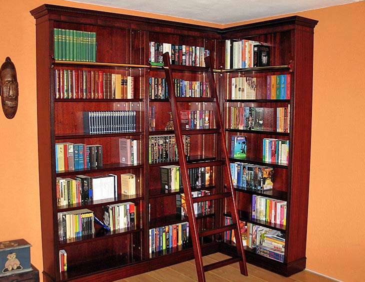 open mahonie hoek boekenkast