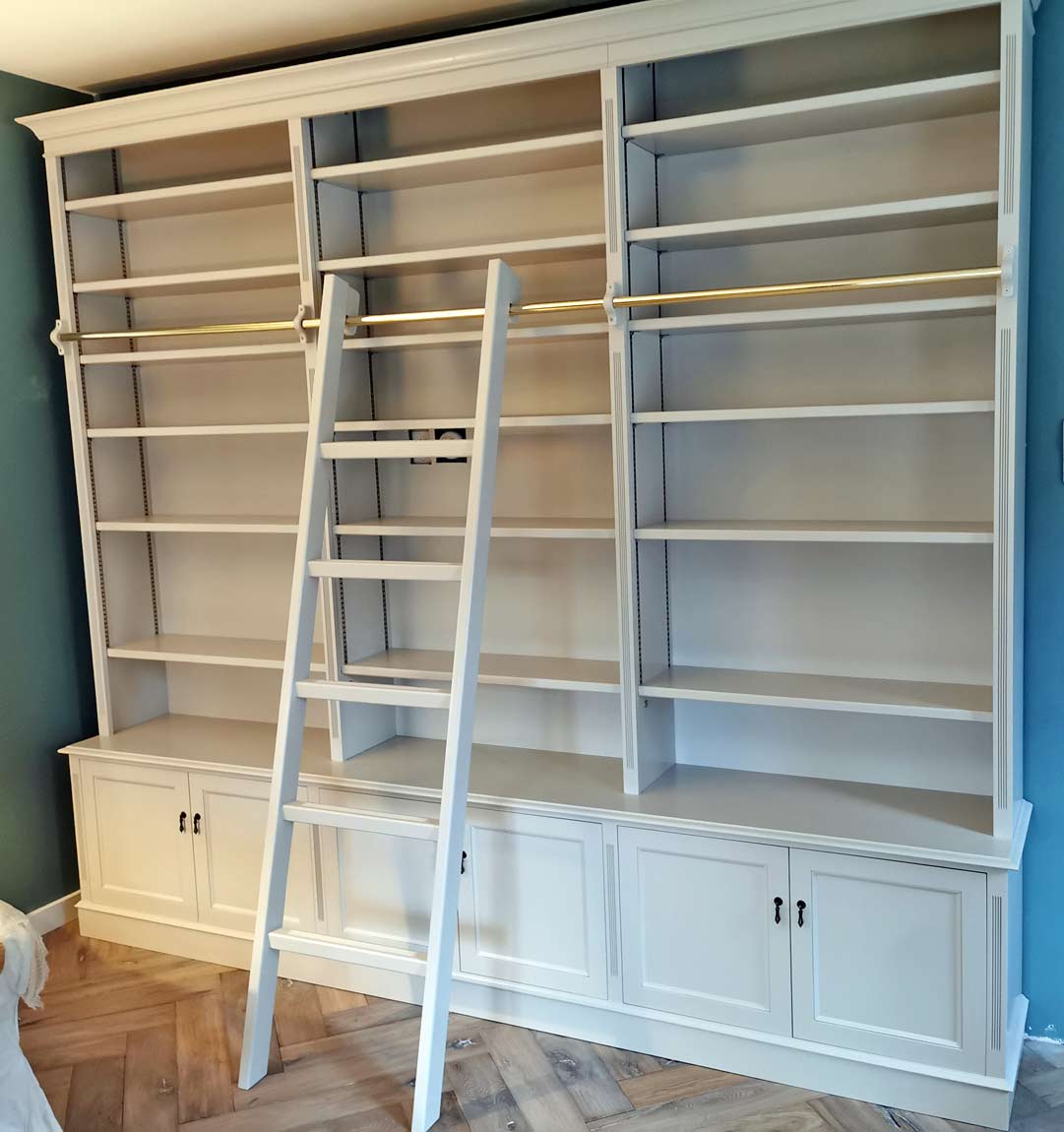 Bespoke bookcase in Farrow and Ball " In the Buff "